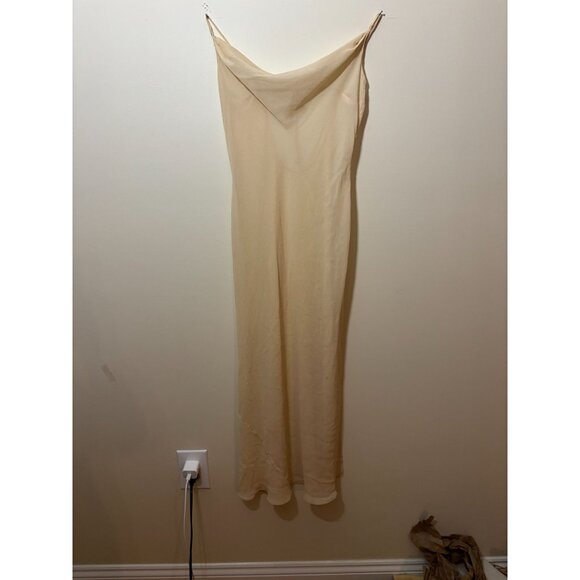 Vintage Victoria Secret Beige Lingerie Slip Dress w Low Back Tie Detail & Cowl N - Picture 3 of 10